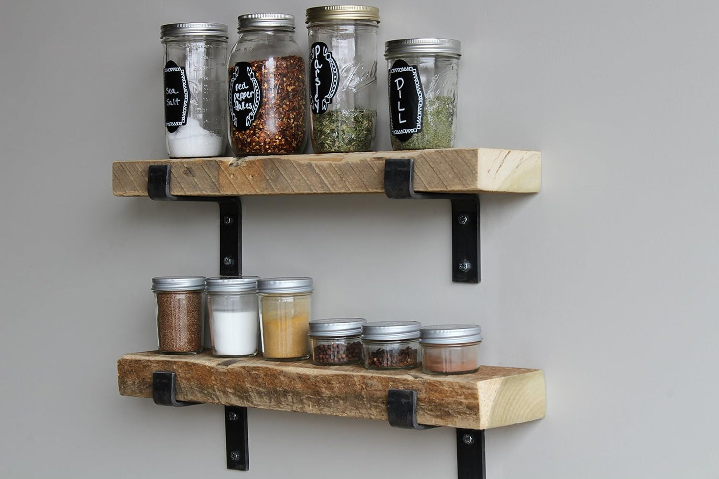 Urban Legacy Accent Shelves | Reclaimed Barn Plank | Set of 2 with Full Brackets (Natural, 30" x 4.5" x 2")