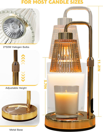 Candle Warmer Lamp with Timer Dimmable, Birthday Gifts for Women Mom, House Warming Gifts New Home Decor, Wax Melt Warmer for Jar Candles with 2 Bulbs