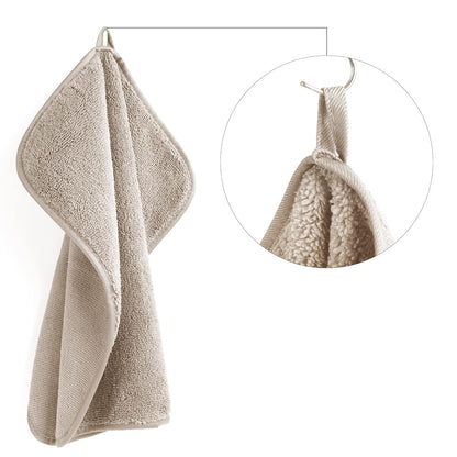 POLYTE Premium Lint Free Microfiber Washcloth Face Towel, 13 x 13 in, Set of 6 (Beige)