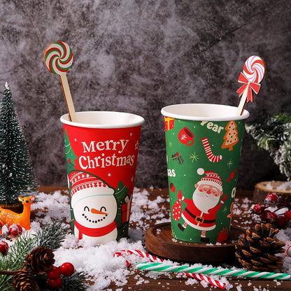 Jinei 120 Pcs Christmas Wooden Coffee Stirrers Wood Cocktail Coffee Stir Sticks Disposable Drink Stirrers for Stirring Hot Chocolate Milkshake Restaurant Home Office (Candy Style)