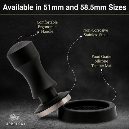 51mm Calibrated Espresso Coffee Tamper - Spring Loaded Coffee Tamp Tool with Mat - Precision Tamper Tool for Espresso Machines - Espresso Hand Press Tamper for Barista & at Home Brewers
