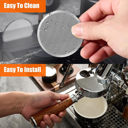 IKAPE 53.3mm 2pc Espresso Puck Screen, 0.2mm Thickness, Reusable Metal Ultra-thin & Ultra-light Coffee Filters, Food-grade 316 Stainless Steel Coffee Puck Screen for Espresso Baristas