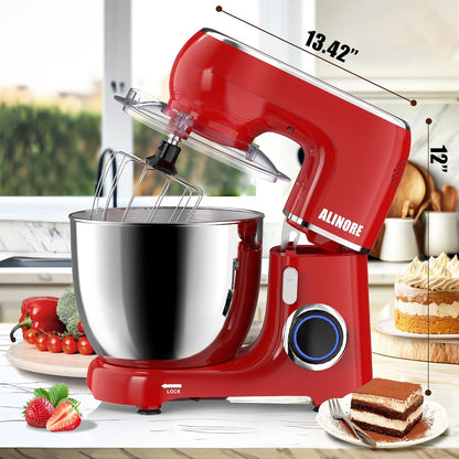 Stand Mixer, 6.5QT 660W 10-Speed Tilt-Head Electric Kitchen Stand Mixer, Food Mixer with Dishwasher-Safe Dough Hook, Egg Whisk, Flat Beater for Baking, Cake and Most Home Cooks (Red)