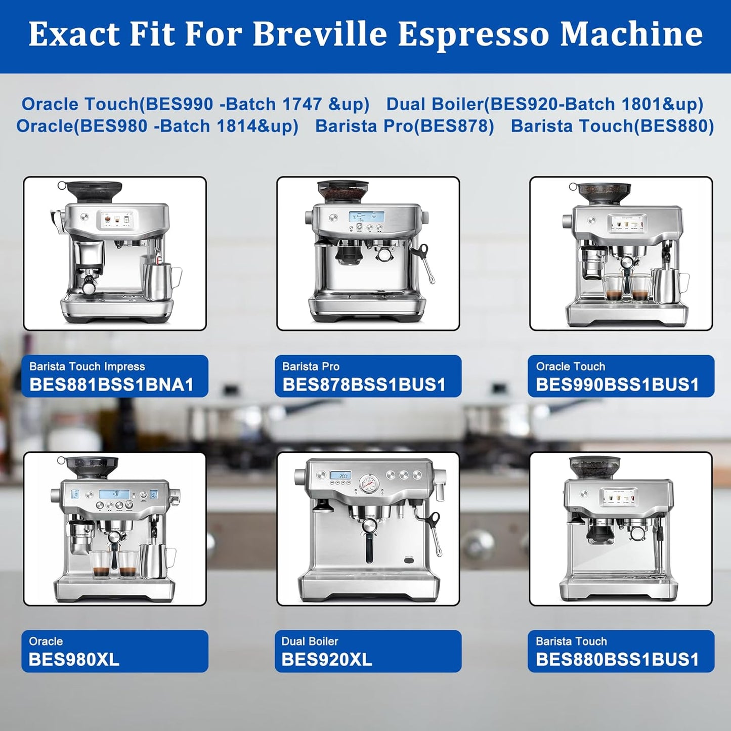 TOMOON Water Filter Replacement for Breville Espresso Machines Barista Touch BES880, Barista Pro BES878,Oracle Touch BES990,Oracle BES980,Dual Boiler BES920 Bambino ClaroSwiss Sage,4 Pack