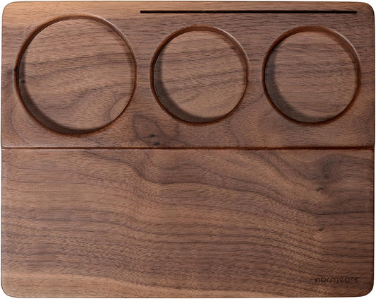 Normcore Tamping Station - Natural Walnut Espresso Tamping Mat - Wooden Tamping Mat for 51/54/58mm Portafilter, Tamper, Distributor, Puck Screen and Portafilter - Genuine American Walnut Wood
