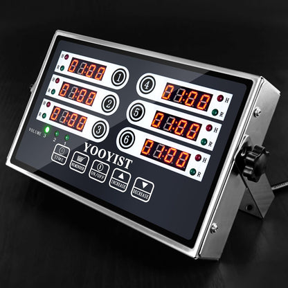 Kitchen Timers for Cooking – 6 Channel Commercial Kitchen Timer Restaurant Kitchen Supplies – Stainless Steel LED Technology Kitchen Timer Digital – Reminder Function, Loud Alarm, Grey