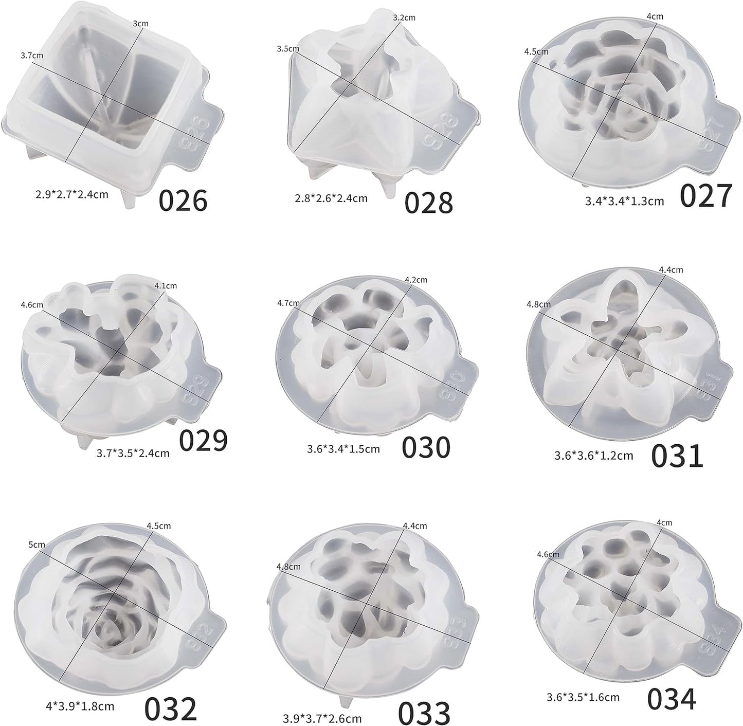18 Pack Flower Succulent Candle Molds Peony Rose Resin Casting Silicone Molds for Home Decor & Candle Making Wave Spiral Mold