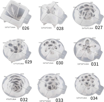 18 Pack Flower Succulent Candle Molds Peony Rose Resin Casting Silicone Molds for Home Decor & Candle Making Wave Spiral Mold