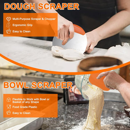 Sourdough Starter Kit,10 Inch Round & 9 Oval Cotton Rope Banneton Bread Proofing Basket with Bread Lame, Scraper,Sling, Dough Whisk,Perfect Gifts for Bakers Sourdough Bread Baking Supplies