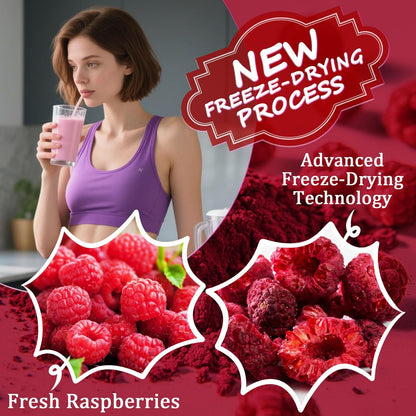 Raspberry Powder - 100% Natural Freeze Dried Raspberry Powder, No Additive Natural Food Coloring, Ideal for Baking, Smoothies, Beverages, Yogurt Bowls, Non-GMO, Vegan - 3oz