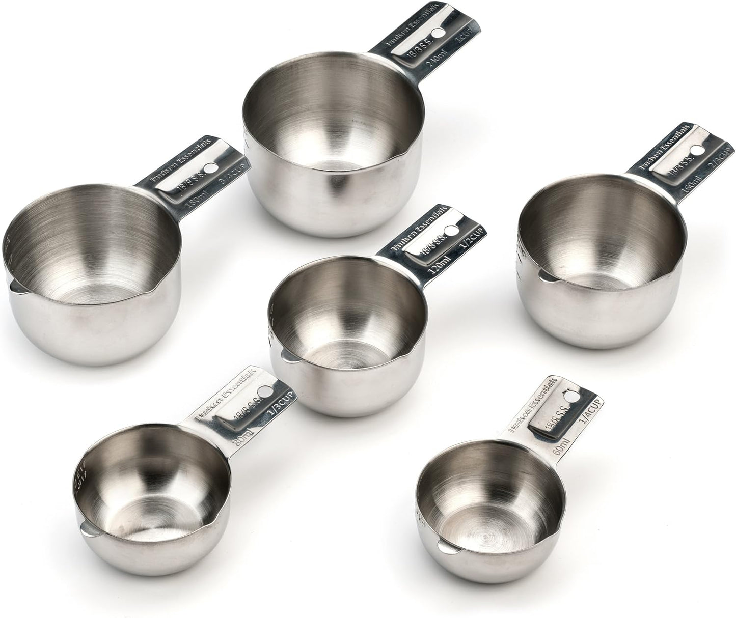Hudson Essentials Stainless Steel Measuring Cups Set (6 Piece Set)