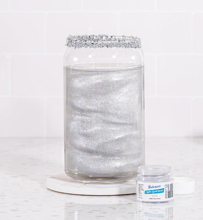 Bakerpan Pearl Luster Dust Edible, Silver Edible Glitter for Cocktails, 4 Grams Edible Glitter for Cake Decorating, Cookies, Chocolates and Candies, Drinks (Made in USA)