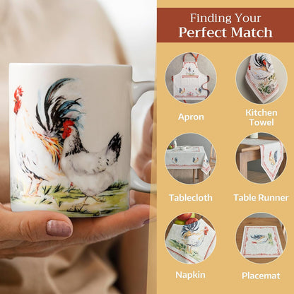Maison d' Hermine Coffee Mug with Handles Fine Bone China Mugs Pack of One Tea Cups for Hot Beverages Cappuccino Latte Home Restaurant Office Perfect for Gift (Campagne - Basse Cour, 12 Ounce)