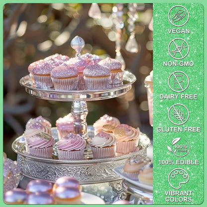 Green Edible Glitter - 5g Food Grade Cake Decorating Shimmering Glitter, Edible Sprinkle Luster Dust for Drinks, Chocolates, Fondant, Strawberries, Cupcakes, Candy, Cookie - Vegan