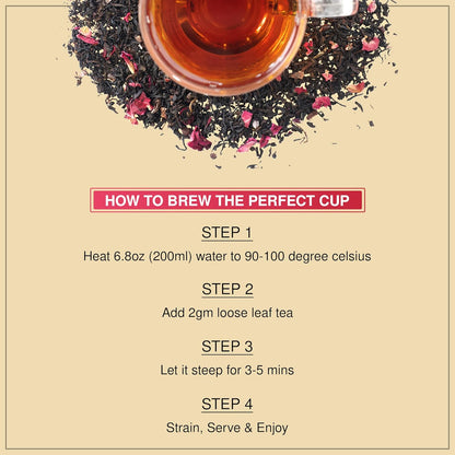 BREWIX, Chocolate Rose Loose Black Tea, (50+ Cups, 3.53oz/100g) | Valentine's | Dessert tea
