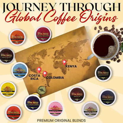 InfuSio Coffee Pods Variety Pack – 48 Count, 12 Crafted Medium & Dark Roast Blends and Artisan-Inspired Flavors Like Bourbon Pecan & Butter Toffee, Revival Roaster Collection, Compatible with Keurig 2.0 Brewers