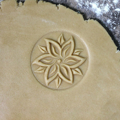 Wood Cookie Stamp, 2.5 Inch (Poinsettia CS-014)