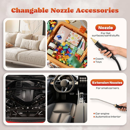 Moongiantgo Handheld Steam Cleaner 2500W High Pressure 1.5L Steamer for Cleaning, Portable Steam Cleaner for Home Kitchen Bathroom, Steam Cleaner for Car Detailing Grout Tile (Red)