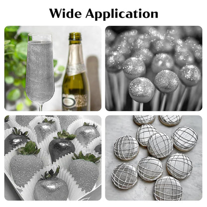 Silver Edible Glitter for Cocktails - 6g Silver Luster Dust Edible Drink Glitter Food Grade Metallic Shimmer Powder Sprinkles for Beverage Chocolate Candy