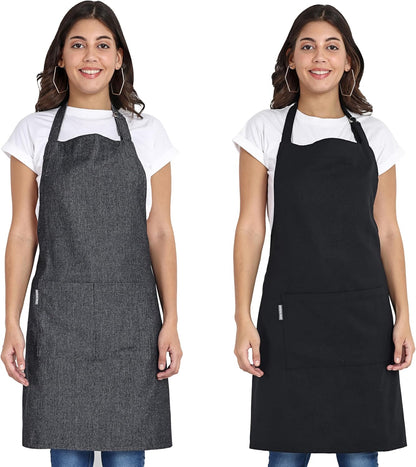 Chef Apron, Recycled Cotton Kitchen Apron with an Adjustable Neck with Long Ties, for cooking, baking