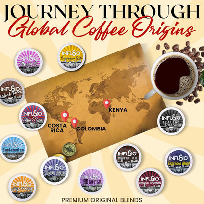 InfuSio Coffee Pods 96 Count Donut Blend Medium Roast Single serve Coffee pods for Keurig K Cups Brewers - InfuSio Premium Roasted Keurig 2.0 Compatible