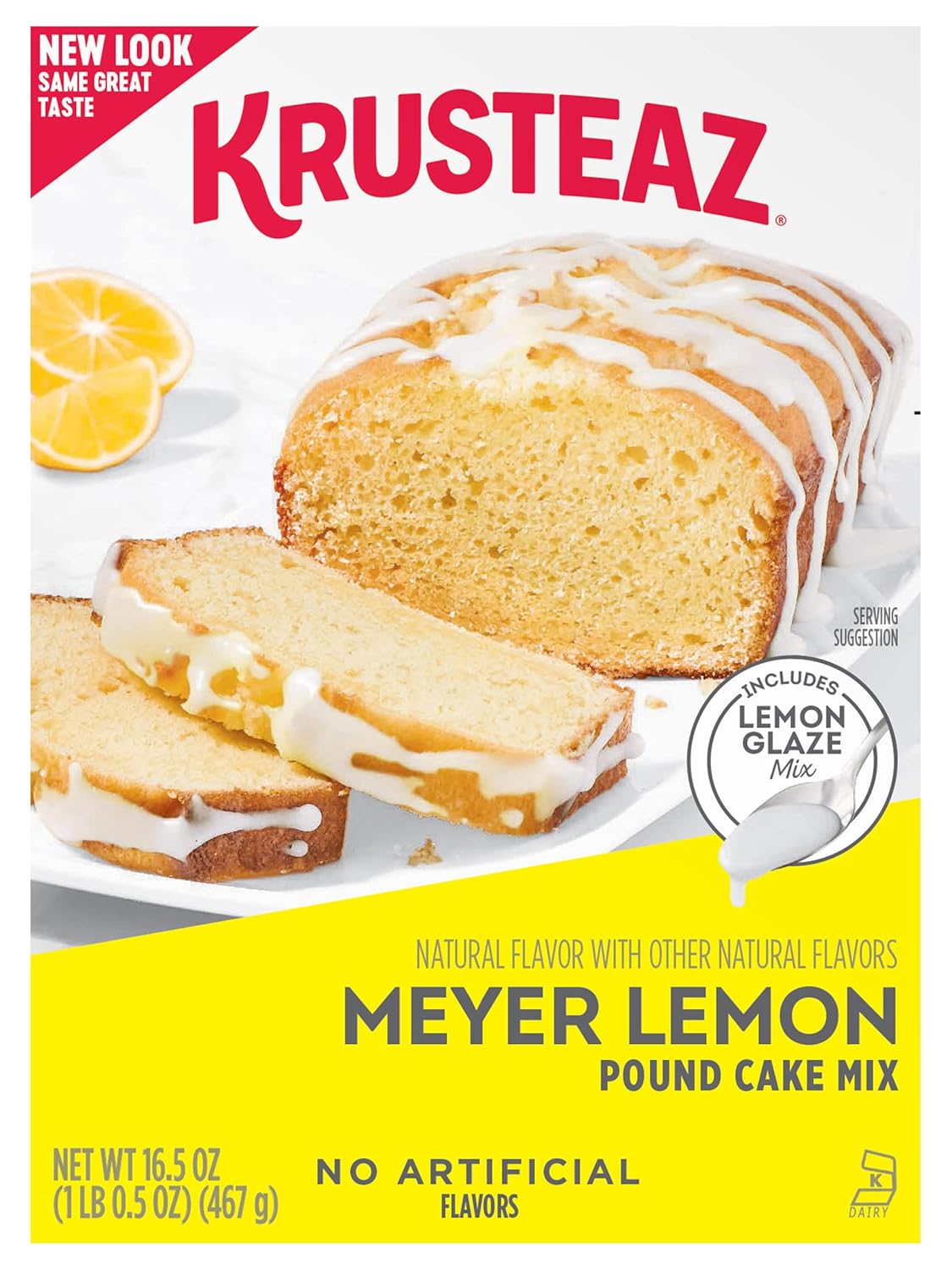 Krusteaz Meyer Lemon Pound Cake Mix with Lemon Glaze Mix, 16.5-Ounce Box (Pack of 12)