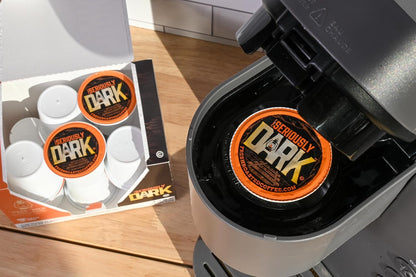 Fresh Roasted Coffee, Seriously Dark, Artisan Blend, Dark Roast, 24 Pods for K Cup Brewers
