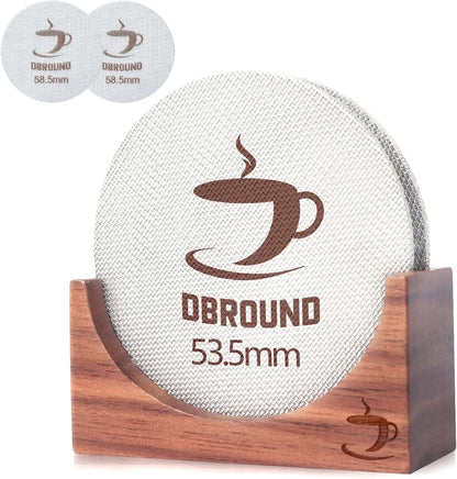 2 Packs 53.5 Puck Screen with Stand - Metal Espresso Coffee Filter, Reusable Puck Screen Replacement, Perfect Espresso Distribution Tool Compatible with Espresso Machine 54mm Portafilter Basket