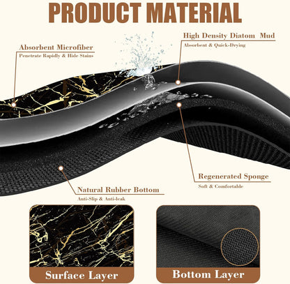 Dish Drying Mat Black and Gold Marble Coffee Bar Mat for Countertop - Absorbent, Rubber Backed, Hide Stain Dish Drainer Rack - Coffee Maker Pot Dining Room Decoration 15.7 x 23.6 Inch