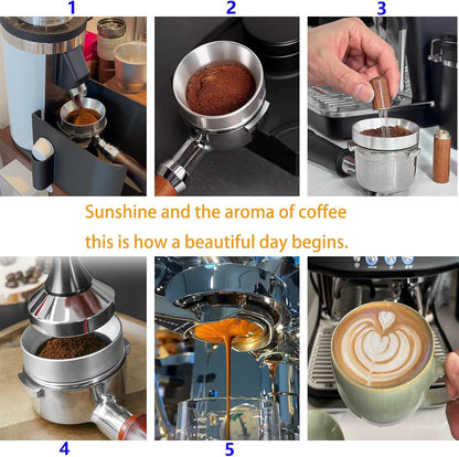 51mm Espresso Dosing Funnel & Silicone Mat, Magnetic Coffee Dosing Ring Aluminum Metal,Reusable Funnel and Silicone Mat Fits 51mm Bottomless Portafilter