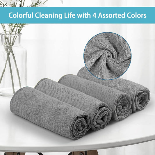 HOMEXCEL Grey Microfiber Cleaning Cloth,150 Pack Cleaning Rags, Cleaning Towels,11.5"X11.5" Shop Towels