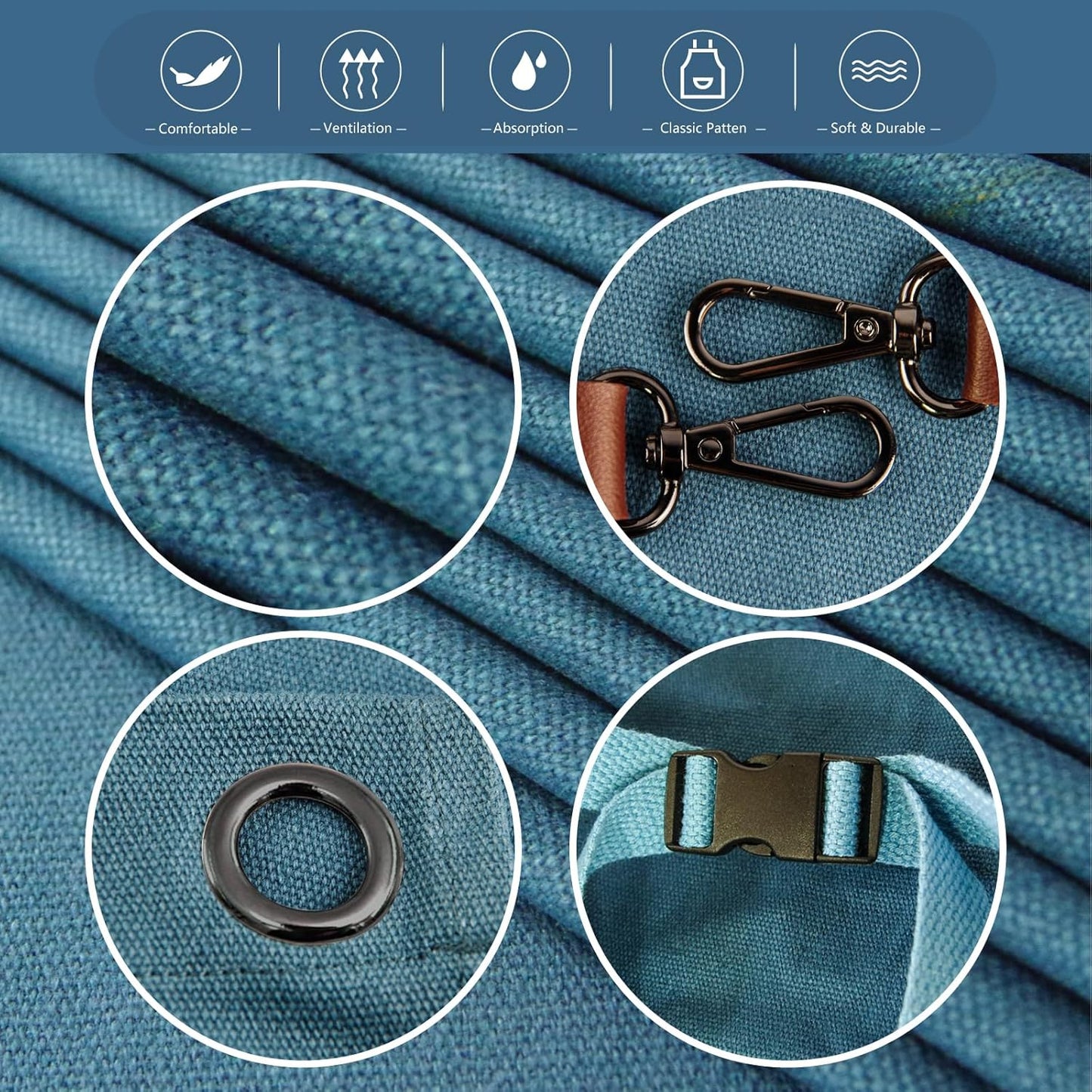 Kitchen Apron, Work Apron, Canvas, Multiple Pockets, Gardening, Painting, BBQ, Artist, Carpenter, Sizes M to XXL, Blue