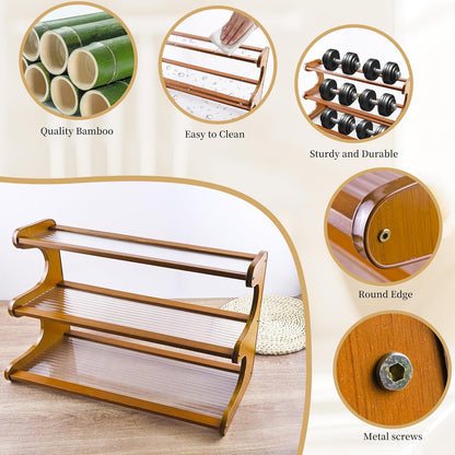 Coffee Station Organizer 3 Tier Coffee Mug Shelf Bamboo Cup Holder Acrylic Home Storage Mugs Hooks for Kitchen Countertops, Tea Bar Accessories, Matcha Stand, Cups, Condiment Storage Rack