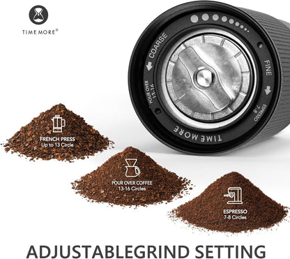 TIMEMORE Chestnut C3S Pro Manual Coffee Grinder, Stainless Steel S2C Conical Burr Coffee Grinder, Hand Coffee Grinder with Foldable Handle, Adjustable Grind Setting for Travel/Camping/Home, Black
