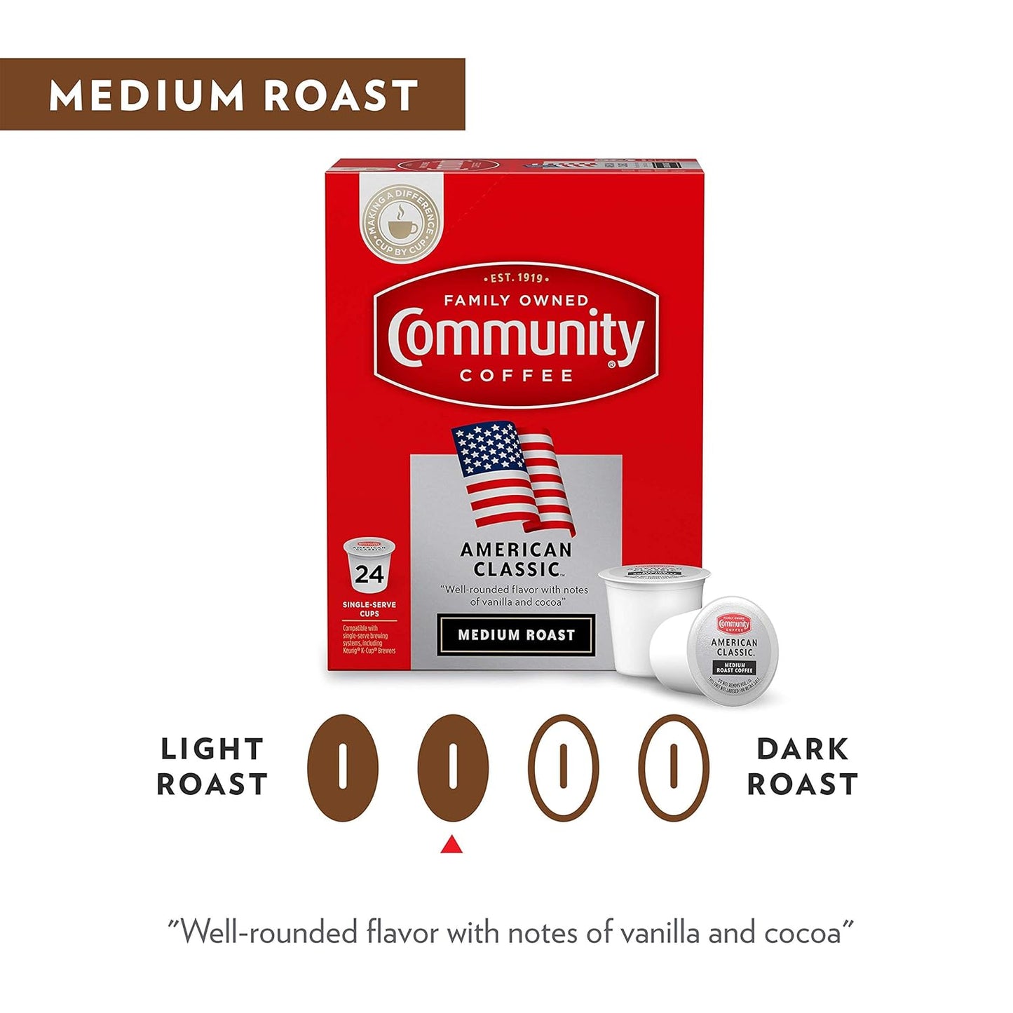 Community Coffee American Classic 96 Count Coffee Pods, Compatible with Keurig 2.0 K-Cup Brewers, 24 Count (Pack of 4)