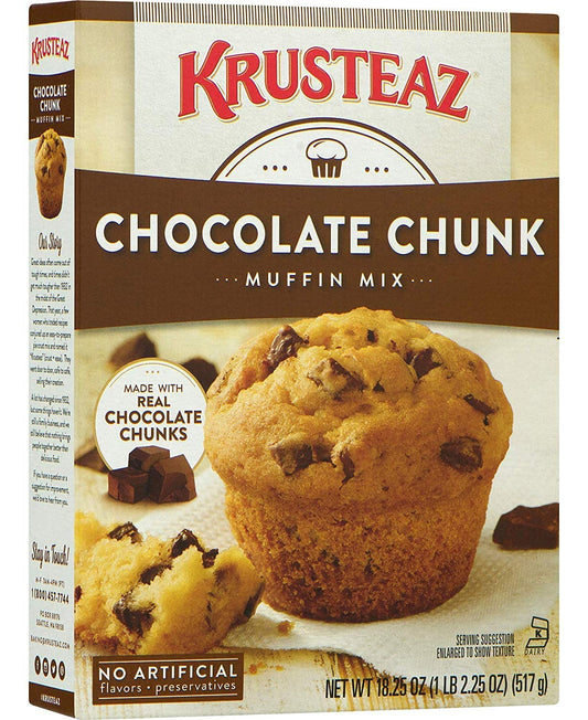 Krusteaz Chocolate Chunk Muffin Mix - No Artificial Flavors/Preservatives - 18.25 OZ Box (Pack of 6)