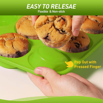 2 Pack 6 Cups Silicone Jumbo Muffin Pan with Metal Reinforced Frame Silicone Molds Mother Day Best Mama Mommy Bonus Mom Ever Mother In Law Gifts Step Mom Stepmom Grandma Gigi Granny Nana Present