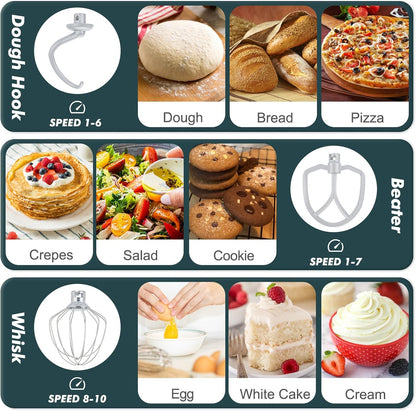 Kitchen in the Box Stand Mixer, 3.5 QT Small Electric Kitchen Mixer, 10-Speed Portable Lightweight Food Mixer with Stainless Steel Bowl, Egg Whisk, Dough Hook, Beater (Dark Green)