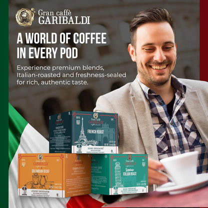 Caffè Garibaldi French Roast Coffee Pods, Single-Serve Capsules for Keurig K-Cup Brewers, Single Serve Cups, 100% Arabica Blend for Coffee Makers, 12 Count Recyclable Pods - Dark Roast
