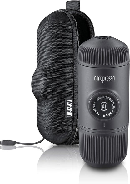 WACACO Nanopresso Portable Espresso Maker Bundled with Protective Case, Mini Travel Coffee Machine, Perfect for Camping, Travel and Office（ Black）