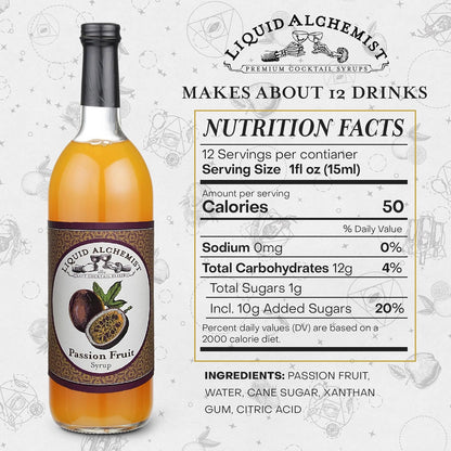 Liquid Alchemist Passion Fruit Syrup for Cocktails - Real Ingredients Make our Mix for Cocktails the Perfect Margarita Mix - Our Non-GMO Passion Fruit Syrup for Drinks is Vegan (12 oz)