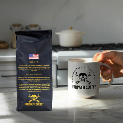 Warpath Coffee Light Roast Whole Bean Coffee, Dark Chocolate Blend, High Caffeine, Extra Strong Roasted 100% Arabica Coffee Whole Beans, Rich Aroma, Full Bodied Intense Cup, Created by Navy SEALs 12oz