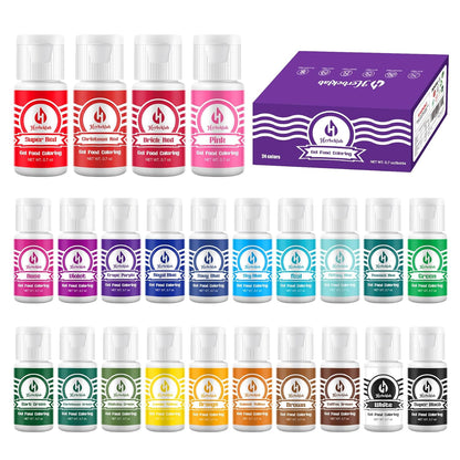 Gel Food Coloring - Herbeklab 24 Colors x 0.7 oz Concentrated Gel Based Food Dye Vibrant Icing Colors Neon Food Color for Baking Cake Decorating Cookies