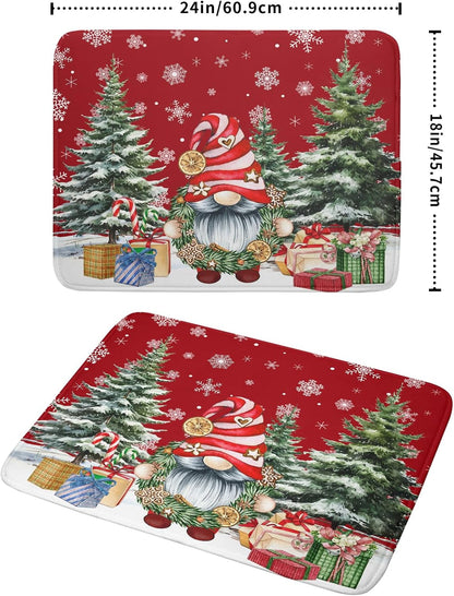 Christmas Dish Drying Mat for Kitchen Counter, Merry Christmas Dish Drying Mat 18 x 24 Inch Xmas Gnomes Absorbent Reversible Microfiber Dish Drying Pad Kitchen Drying Mat for Coffee Bar
