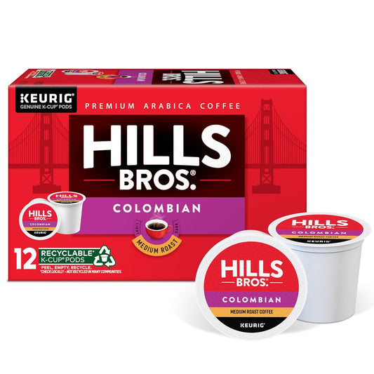 Hills Bros. Colombian Blend Keurig K-Cup Pods for Keurig Brewers – Medium Roast Premium Arabica Blend, Kosher – 2 Pack of 12 Single Serve Pods