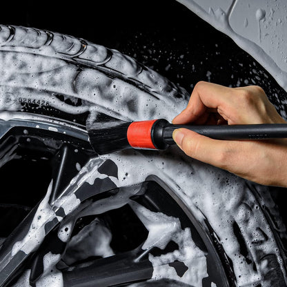 3 Pcs Soft Wheel Brushes for Cleaning Wheels Kit - 1x Synthetic Soft Car Wheel Rim Brush，1x Long Handle Cleaning Brush and 1x Car Detail Brush, Clean Dirty Wheel…