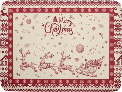 Christmas Moose Dish Drying Mat 18x24 for Winter Santa Claus Kitchen Counter Decor Absorbent Reversible Microfiber Deers Animal Dishes Pad Dish Drainer Rack Mats Kitchen Accessories