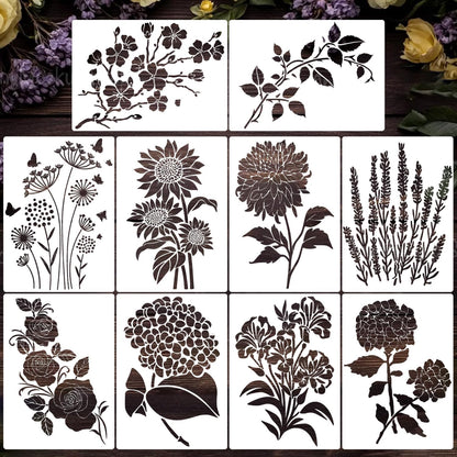 Large Flower Stencils for Painting on Walls Large Floral Stencil Vine Sunflower Rose Stencils for Wood Fence Furniture Fabrics