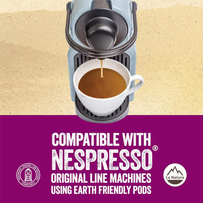La Natura European-Style Beauty Coffee Pods - For Original Line Nespresso Machines - Espresso Roast with Biotin, Selenium, and Zinc for Healthy Hair, Skin, Nails - Pack of 60