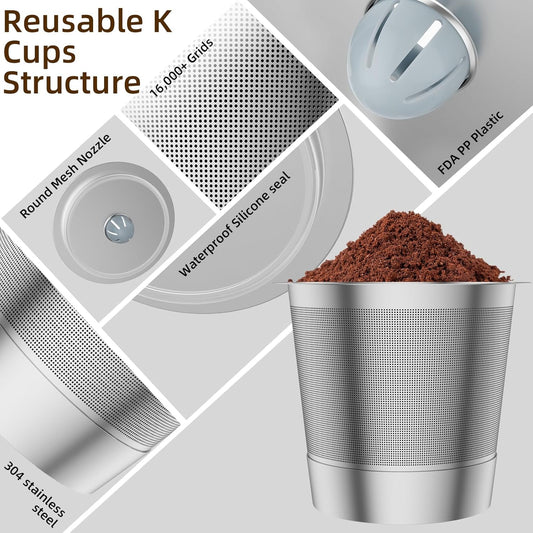 2 Pack Reusable K Cup Coffee Pods, Universal Stainless Steel Refillable K Cup Coffee Filters for Keurig 1.0 and 2.0 Coffee Makers